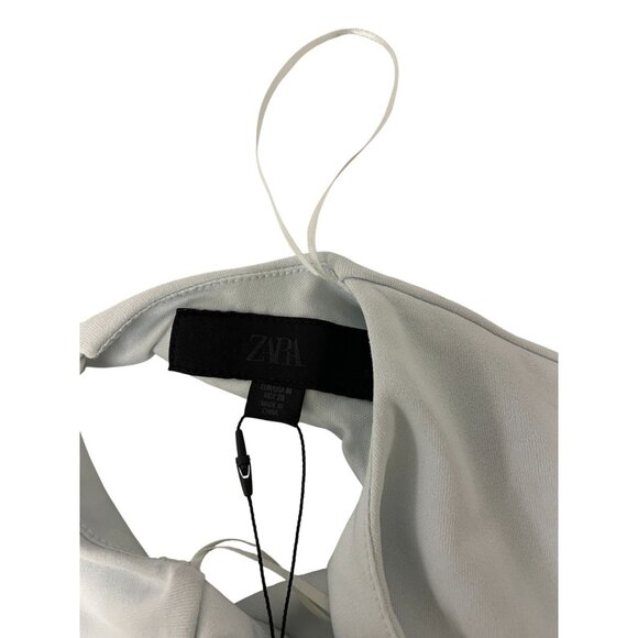 Zara Womens Mini Dress M Medium Pale Blue Ruffle Sleeve Trimmed 4772/331 NWT - Picture 6 of 16